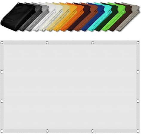 Vela de Sombra Rectangular 2 x 3.8 m Poliéster Protección Rayos UV Resistente Cubierta para Sombrilla Toldo con Ojales y Cuerdas para Verano Jardín Playa, Blanco