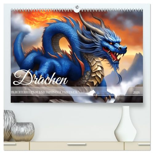 Drachen - Furchterregende und imposante Fabelwesen (hochwertiger Premium Wandkalender 2026 DIN A2 quer), Kunstdruck in Hochglanz: Das legendäre Fabelwesen (CALVENDO Kunst)