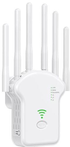 Anluomania Répéteur WiFi, Amplificateur WiFi, Repeteur WiFi Puissant 300Mbps 2.4GHz, WiFi Booster, WiFi Extender avec 6 Antennes, LAN/WAN Ports, Mode Répéteur/Routeur/AP
