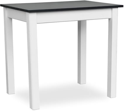 Metdrew Esstisch aus Holz | 100x60 | holztisch | für 4 Personen | klein Tisch | Skandinavischer Stil | aus Kiefernholz | küchentisch | Tischplatte: Schwarz