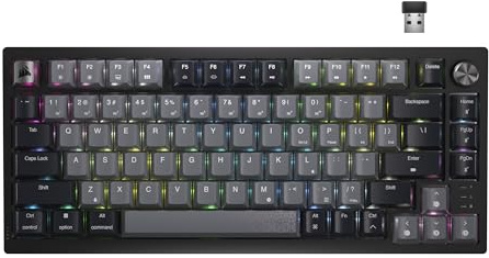 Corsair K65 PLUS WIRELESS 75% RGB Tastiera Meccanica da Gioco — Nero/Grigio | QWERTY IT, Interruttori Lineari MLX Red Pre-lubrificati, Tasti PBT Dye-Sub, Compatibile con iCUE, PC, PS5, PS4, Xbox