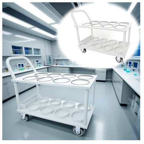 8 Bottle Oxygen Cylinder Carrier, Portable Oxygen Tank Hand Truck with Wheels, Nitrogen Concentrator Trolley for Medical Hospital Factories(White)