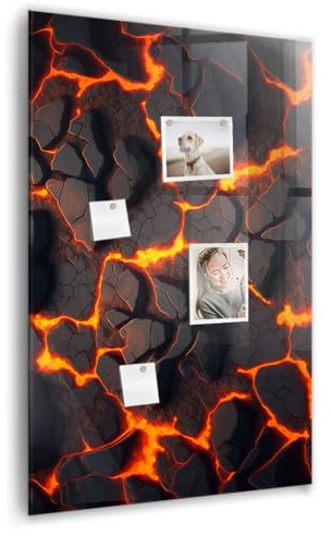 Magnetische Glastafel hochformat | Edle Glas-Magnettafel mit Zubehör | Schreibfläche abwischbar & kratzfest - 60x90cm Vulkanlava