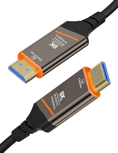 Kricsertg Cable HDMI de fibra óptica 8K, 6 metros, 48 Gbps Ultra High Speed HDMI 2.1 cable 8 K @ 60 Hz 4 K @ 120 Hz Dynamic HDR, eARC, HDCP 2.2 y 2.3, 3D, compatible con PS5, Xbox, HDTV, monitor