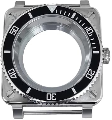 ROUREOX 42mm Quadratisches Uhrengehäuse Modding für Bell & Ross | Verschraubte Krone Saphirglas Edelstahl NH35 NH36 Uhrwerk Modding Casual
