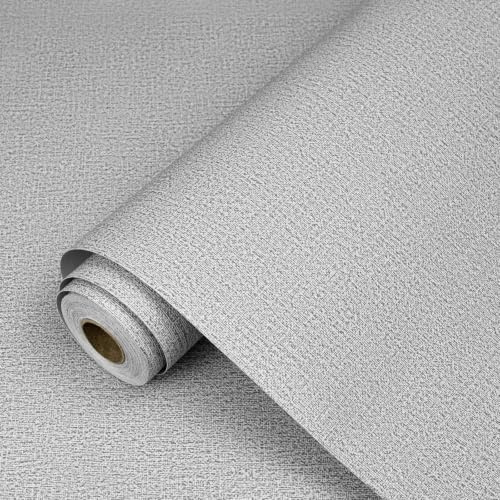Uooar Grey Peel and Stick Wallpaper 44cm x 204cm | Textured Contact Paper Removable Self Adhesive Vinyl Wallpaper for Bedroom Living Room Kitchen Cabinets