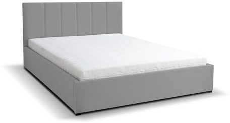 VENASI MÖBEL Polsterbett Lisa mit Kopfteil, 160 x200 cm, Doppelbett mit Bettkasten und Lattenrost aus Metall, Velourstoff, Farbe: Grau