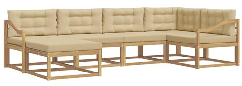 vidaXL Outdoor-Sofagarnitur mit Kissen 5 pcs Weiß und Beige Polyester, Patio-Sofa, Moderne Outdoor-Sitzgruppe, langlebige Gartenmöbel, wetterfest für die Lounge im Garten