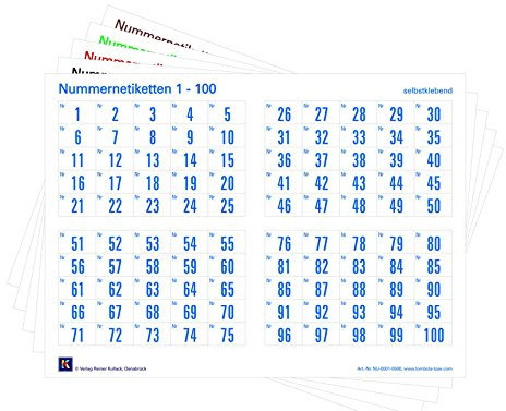 1000er-Set Nummernetiketten selbstklebend, Zahlen zum Aufkleben, wasserfest, wetterfest, UV-beständig (Nr. 1-1000; weitere Nummernlagen auswählbar)