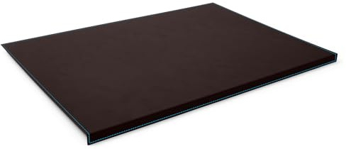 Eglooh - Calliope Deluxe - Schreibtischunterlage Leder Dunkel Braun mit Kantenschutz cm 70x50 - Gewinkelte Schreibunterlage mit Aufbau aus Stahl, blaue Nähten und rutschfester Boden - Made in Italy