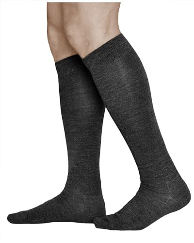 vitsocks Men's 80% MERINO WOOL Long Knee High Length Winter Socks, Warm Breathable Woollen UK Size, black, 6-8
