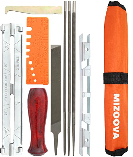 Mizoova - Kettensägen Schärfer 10 Teilig Schärfgerät Kit mit Rundfeilen 4.0-4.8 - 5.5 mm