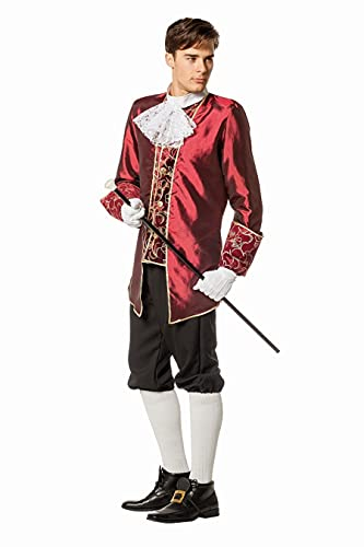 TH-MP edel Marquis Herrenkostüm Barock Herzog GRAF Baron Verkleidung Fasching Karneval weinrot rot (weinrot, 50)