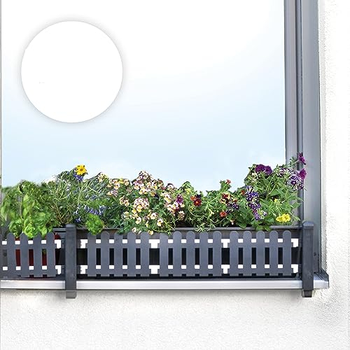 Blumenkasten Halterung Fensterbank außen - masu ERWEITERUNGSSET - Blumenkastenhalterung ohne Bohren, sichert Blumentopf, Balkonkasten, Deko, ohne Beschädigung der Fassade (Anthrazit, classic)