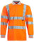 Mens Hi Vis Viz High Visibility Reflective Tape Safety Polo Contrast Long Sleeve Workwear Visibility Tee Tshirt Top ORANGE M