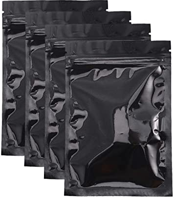 NUOBESTY 100 Pezzi in Alluminio, Sacchetto richiudibile in , con Chiusura a Zip, Sacchetto per Alimenti, 10 x 15 cm, Nero