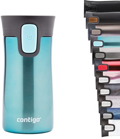 Contigo Pinnacle Autoseal taza térmica de viaje, taza de café de acero inoxidable, termo, vaso hermético, taza para bebidas calientes con tapa, sin BPA, fácil de limpiar, Tantalizing Blue, 300 ml