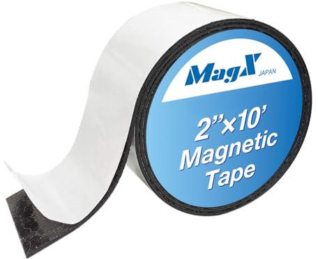 MagX Magnetic Tape with Adhesive Backing, 50 mm x 3 m, Ultra Thick 1.5 mm, Heavy Duty, Magnetic Strips with Adhesive Backing, Magnet Tape Roll, Peel and Stick, Stationery, Office Supply (MVAT-2010)