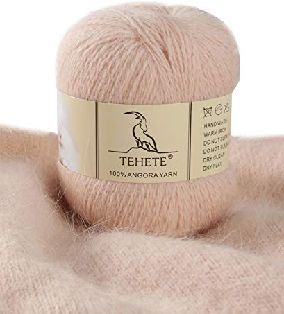 TEHETE 100% Angorawolle Garn zum stricken, Häkelgarn 38 Farben 325 Merter 50g 2-fädig je Knäuel,weich und leicht,Hellrosa,832