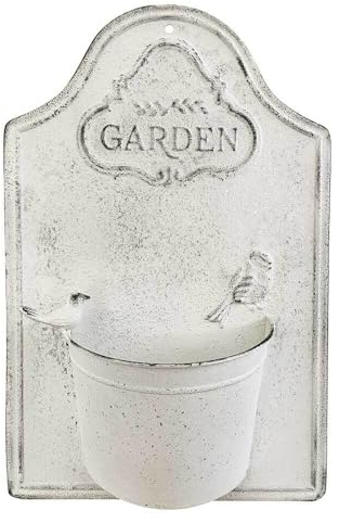 zeitzone Wand Pflanzgefäß Blumentopf Landhaus Metall Weiß Gartendeko Vintage-Stil