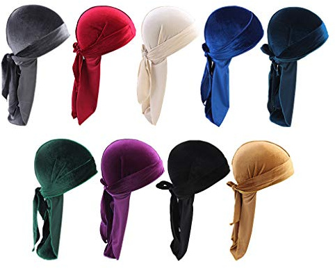 chiwanji 9pcs Unisex Cap Headwraps, Samt Soft Hut Kopftuch Kopfbedeckung mit Langem, Mehrfarbig