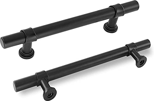 GoldenWarm 10 Pack 128mm Drawer & Door Handles - Black Vintage Cupboard & Wardrobe Handles for Kitchen, Bathroom & More