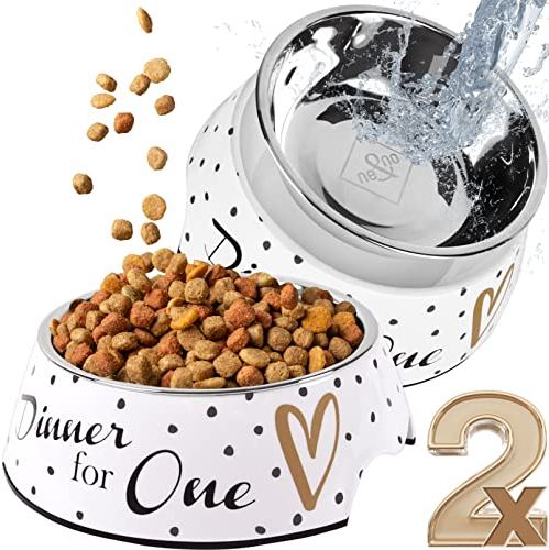 ne&no® Futternapf 2er Set für mittlere Hunde, Katzen oder Welpen [Unique Design by NE&NO] Fressnapf Hund rutschfest | Futternapf Hund (Gr.: M / 350 ml) Hundenapf mittelgroße Hunde | Wassernapf Katzen