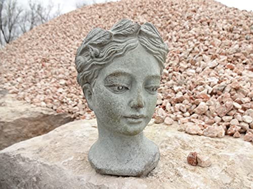 Büste Statur Skulptur Grau Shabby Vintage Landhaus Garten Deko