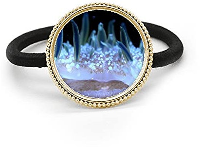 Ozeanblaue Quallen Science Nature Haargummi aus Metall, silberfarben