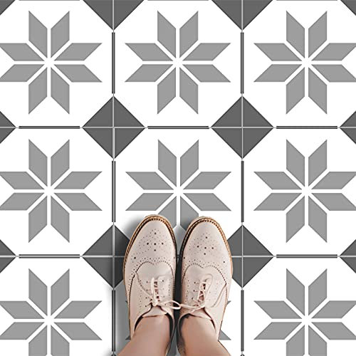 Kingsley Floor Tile Stencil, Vintage Tile Stencil, Paint existing Floor Tiles & Patio slabs, Use on Any Surface, DIY Home Decor Interior/Exterior Floor Stencil (15x15cm)