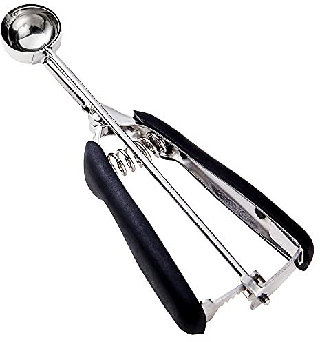 HOMURE H Mini Cookie Scoop, Cookie Dough Scoop, 2 Teaspoons/ 10 ML, 2/3 Tablespoons Spring-Loaded Scoop, 18/8 Stainless Steel, Comfortable Grip, Black