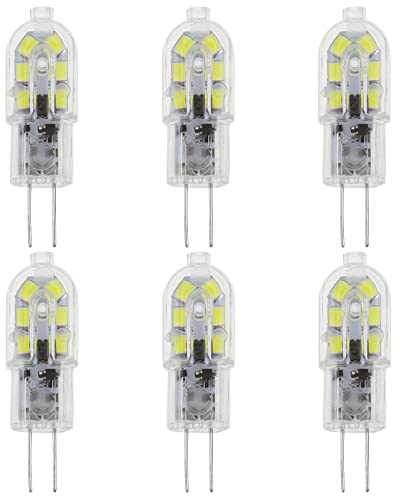 YPLonon G4 LED Bombilla Campana para Extractora 6-Pack 2W Lámpara 12 SMD Bombilla LED 2 Bi-Pin AC/DC12V Blanco Cálido 2700-3200K LED 200LM Equivalente a Halógenas 20W