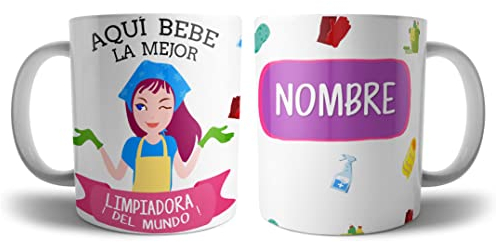 Kartoon Kase Taza Limpiadora Original Personalizada con Nombre | Mejor del Mundo Taza Profesiones de Cafe Desayuno para Regalar (Limpiadora)