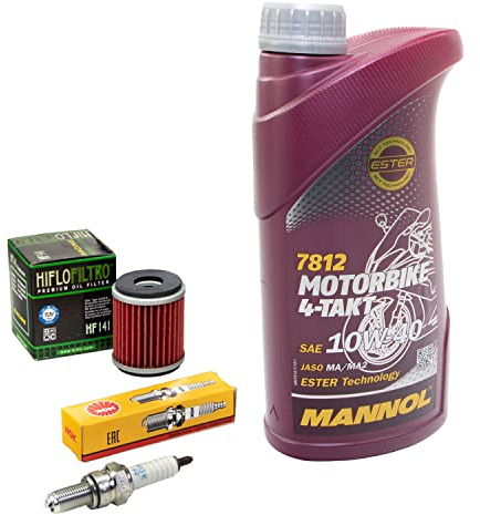 Wartungspaket Öl 1L + Ölfilter + Zündkerze für Yamaha YZF-R 125 YZF-R125 RE06 Baujahr 2008-2013