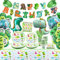 Dinosaur Party Decorations - Including Happy Birthday Banner, Balloons, Tablecloth, Plates, Cups, Palm Leaves Balloons for Kids Party - Serves 20