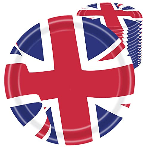 9 Union Jack Paper Plates,16Pcs King Charles III Coronation Souvenir 2023 Decorations Plates,British Party Decor UK Flag Plates for National Events King to the Throne,Union Jack Party Supplies