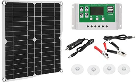 MARIAN Kit Panneau Solaire 200W 50A 12V Chargeur de Batterie avec ContrôLeur Caravane Bateau, Noir