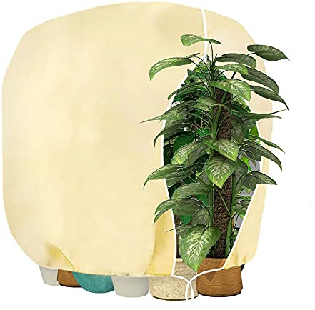 HERILIOS Winterschutz für Pflanzen, Frostschutz Pflanzenabdeckungen als Winterschutz mit Reißverschluss für Baum Palmen Balkonpflanzen haube Zelt Atmungsaktiv - Reißfest，160x180cm beige