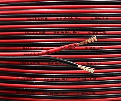 Auline 25m Red and Black Speaker Cable Wire 13 Strand Audio HiFi Surround Sound