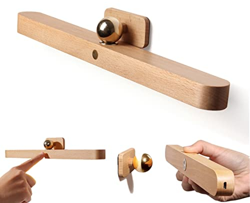 Opaltool LED Spiegelleuchte Holz, 30cm 4000K Touch-Steuerung Badezimmer Lampe Batteriebetrieben, Einstellbare 360° Drehbare Magnetische Lichtleiste für Schrank Nachttisch Spiegel Flur Treppe