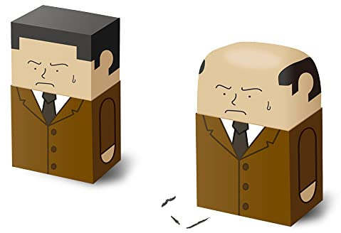 Der Salaryman-Radiergummi, von haarig bis haarlos, EIN Radiergummi, der den Druck von Männern im mittleren Alter widerspiegelt, EIN lustiger Schreibtischbegleiter (Größe: 6,4 x 4,5 cm)