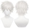 Anime Grau Weiß Cosplay Perücke Rollenkostüm Perücke Kurzes Lockiges Haar für Männer Halloween Party Unisex Erwachsene Anime-Liebhaber