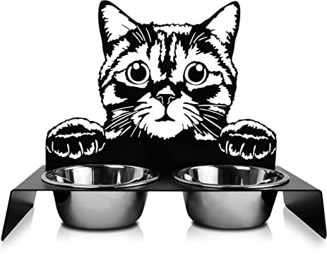 Katzennapf mit Katzenkopfdesign – 2er Set Futternäpfe für Futter & Wasser – rutschfest, Leicht zu Reinigen – Perfekt für Katzen & Kleine Hunde, Spülmaschinenfest