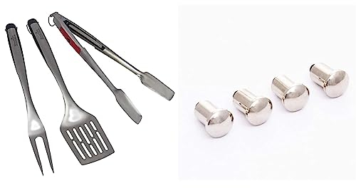 Char-Broil 140 767 - Comfort Grip 3-teiliges Grillbesteck, Edelstahl. & 140 025 - Gear Trax® Haken.