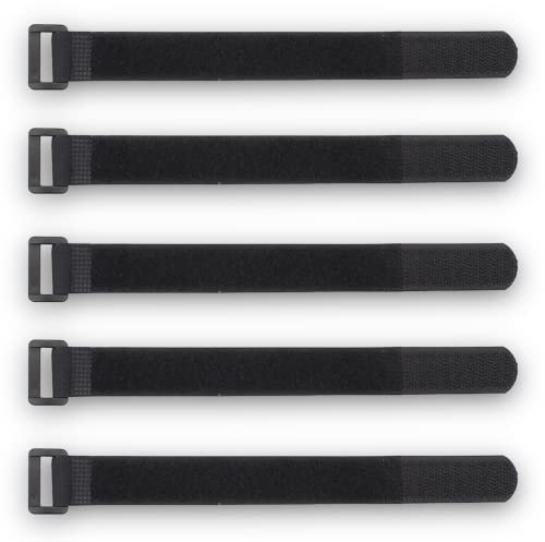 5er Set Klettband Befestigung Nylon Gürtel mit Klettverschluss, Kabelbinder Straps Klettgurt Bügel für Fahrradpumpe Taschenlampe Fahrrad Drohne RC Lipo 30cm (Schwarz)