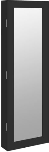 vidaXL Armoire à bijoux avec miroir murale noir 30x8,5x90 cm, armoire à bijoux, organisateur de bijoux, armoire à bijoux avec miroir