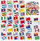 MAXQUU 102 Blatt Weltflaggenaufkleber, Gepäckaufkleber, Flaggenaufkleber, Weltkartenaufkleber, Wasserfeste Selbstklebende Aufkleber Für Computer, Gepäck, Skateboards