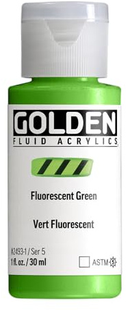 GOLDEN Fluid Acrylics, Fluorescent Green, 1 fl. oz. / 30 ml Bottle
