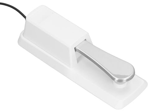 Sustain Pedal Universal Keyboard Pianos Foot Pedal, with 6.35mm Connector, Anti Slip Rubber, for Electronic Instruments with Sustain Function, White (White)