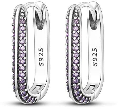 Creolen aus 925er Sterlingsilber in U-Form für Damen, minimalistische quadratische U-Huggie-Ohrringe, hypoallergene Creolen mit Zirkonia